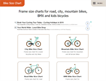 Tablet Screenshot of bikesizechart.com